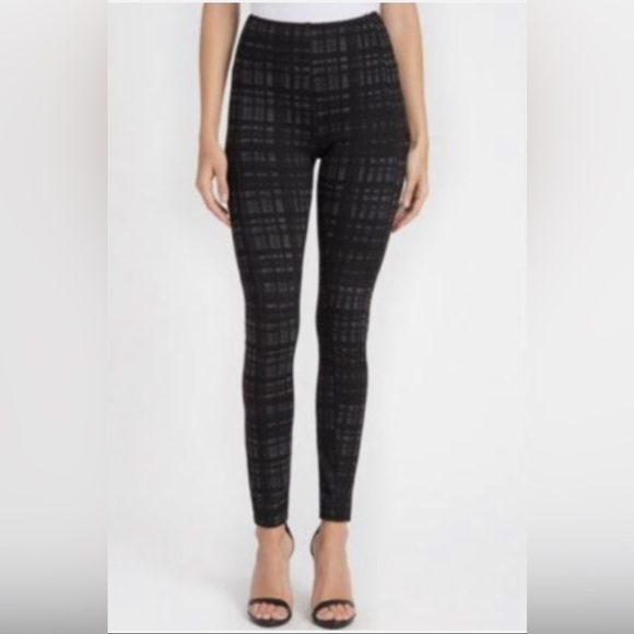Lysse Black and Gray Plaid Ponte Shapewear Legging Dress Pants- size XL - Picture 2 of 10